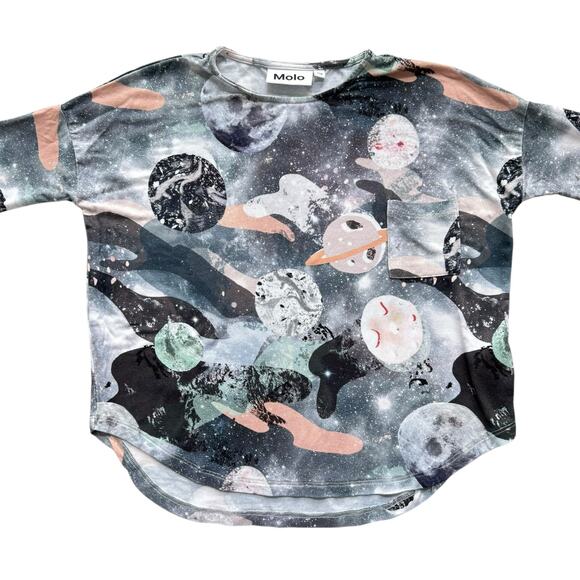 Molo Space Themed Long Sleeve Pocket Top Size 116(6y) - Picture 2 of 5